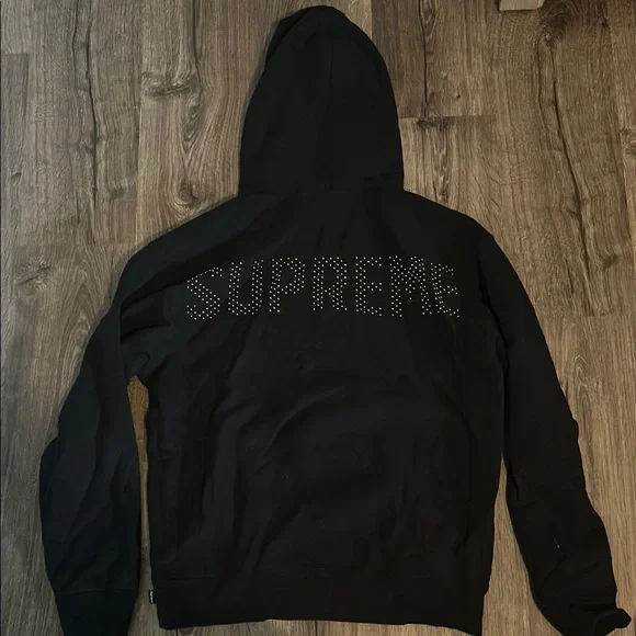 Supreme Black Hoodie with Studded Logo - Picture 1 of 6